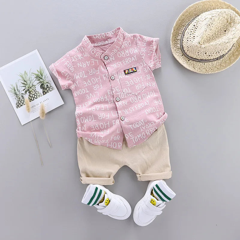 Nuova estate neonati maschi vestiti vestito bambini moda lettera camicia pantaloncini 2 pezzi/set bambino costume casual tute per bambini infantili