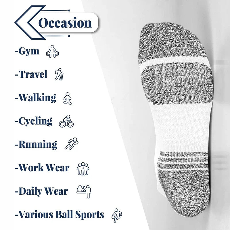 5 Pairs Performance Athletic Ankle Socks for Men and Women Ankle Support Low Cut Soft Tab Marathon Running Compression Socks