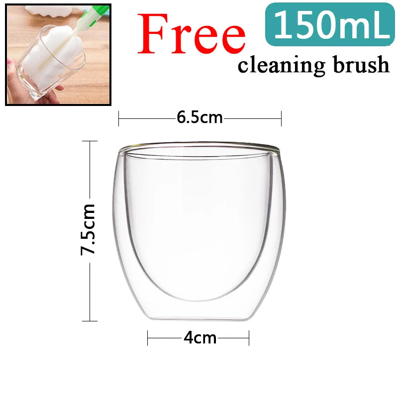 Tazza da caffè in vetro trasparente latte whisky tè birra doppio creativo resistente al calore Cocktail Vodka tazza da vino bicchiere bicchieri regalo