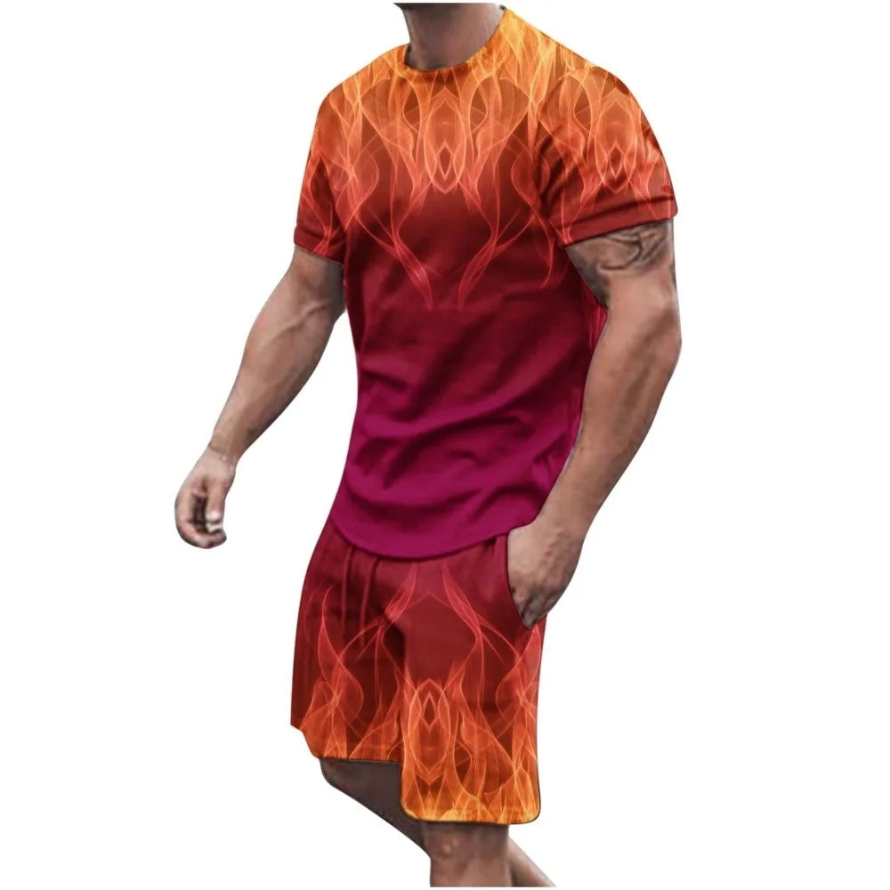 Completo Sportivo Casual da Uomo: T-shirt a Maniche Corte e Pantaloncini, Set Due Pezzi Comodo e Traspirante per Fitness Quotidiano e Corsa