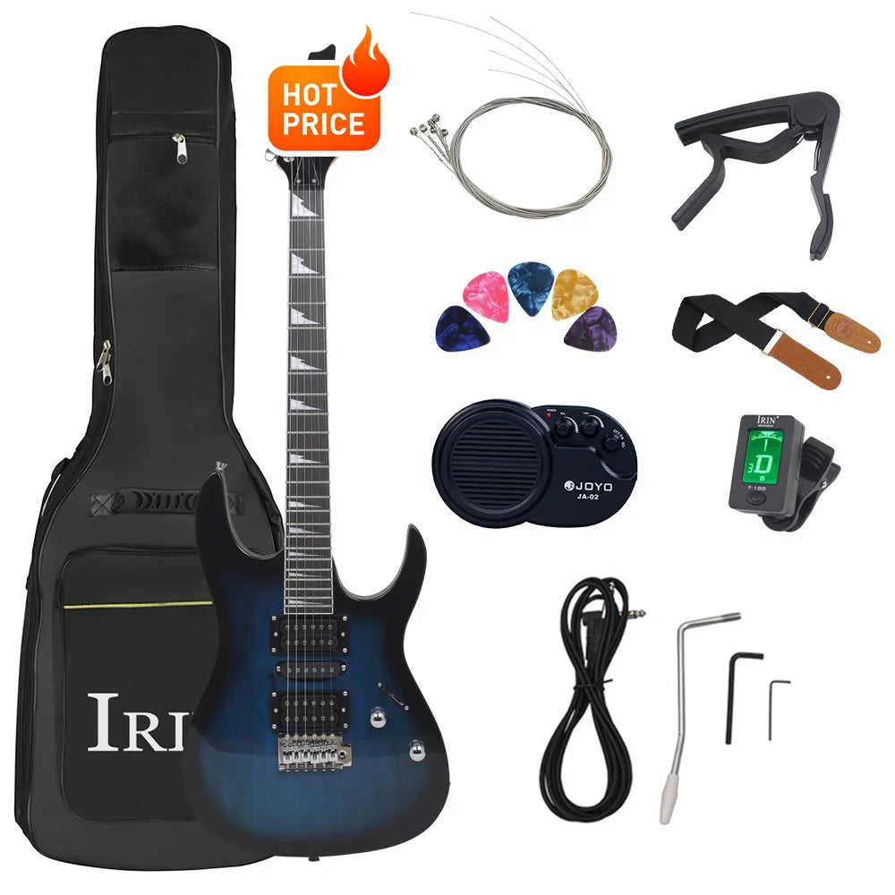 Chitarra elettrica a 6 corde 24 tasti Chitarra elettrica con corpo in acero Guitarra con altoparlante per borsa Parti e accessori per chitarra necessari
