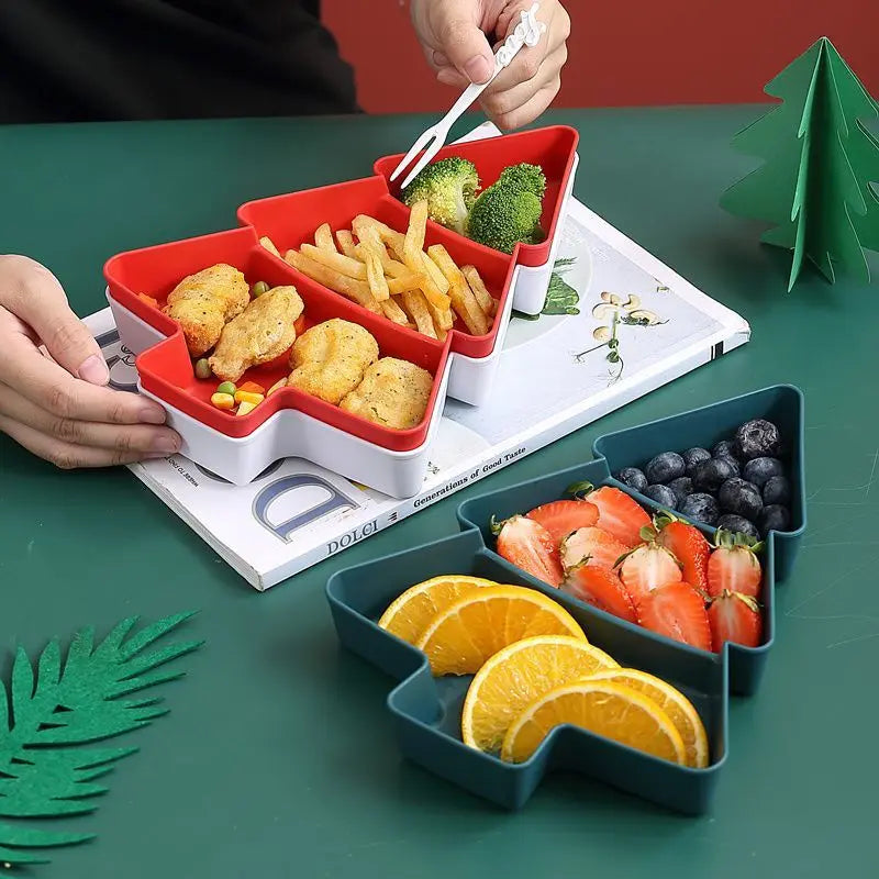 Forma dell'albero di Natale Soggiorno Caramelle Snack Noci Semi Frutta secca Piatto di plastica Piatti Ciotola Piatti colazione Vassoio Stoviglie