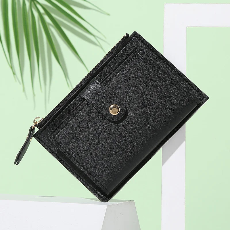 Portafogli da donna Borsa da donna in pelle PU Mini Hasp Porta carte multi-carta solida Portafogli corti Portafoglio piccolo sottile con cerniera Hasp