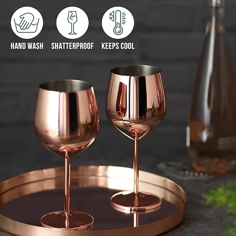 Calice per bicchiere da vino in acciaio inossidabile da 500 ml 304 color oro rosa argento oro, tazza in metallo resistente per vino rosso champagne bar party