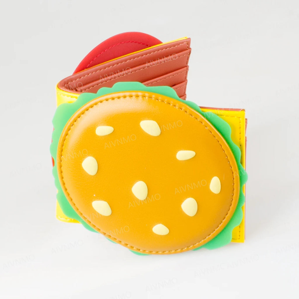 Portafoglio pieghevole per hamburger 3D di alta qualità Porta carte individuale alla moda Sedile identificativo Elegante fermasoldi compatto