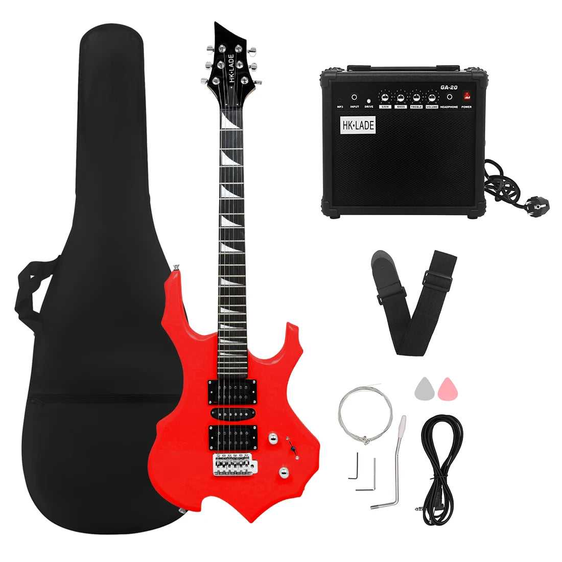 HK.LADE R-260 Chitarra elettrica a 6 corde 24 tasti Chitarra elettrica con corpo in acero Guitarra con borsa Amp Parti e accessori per chitarra