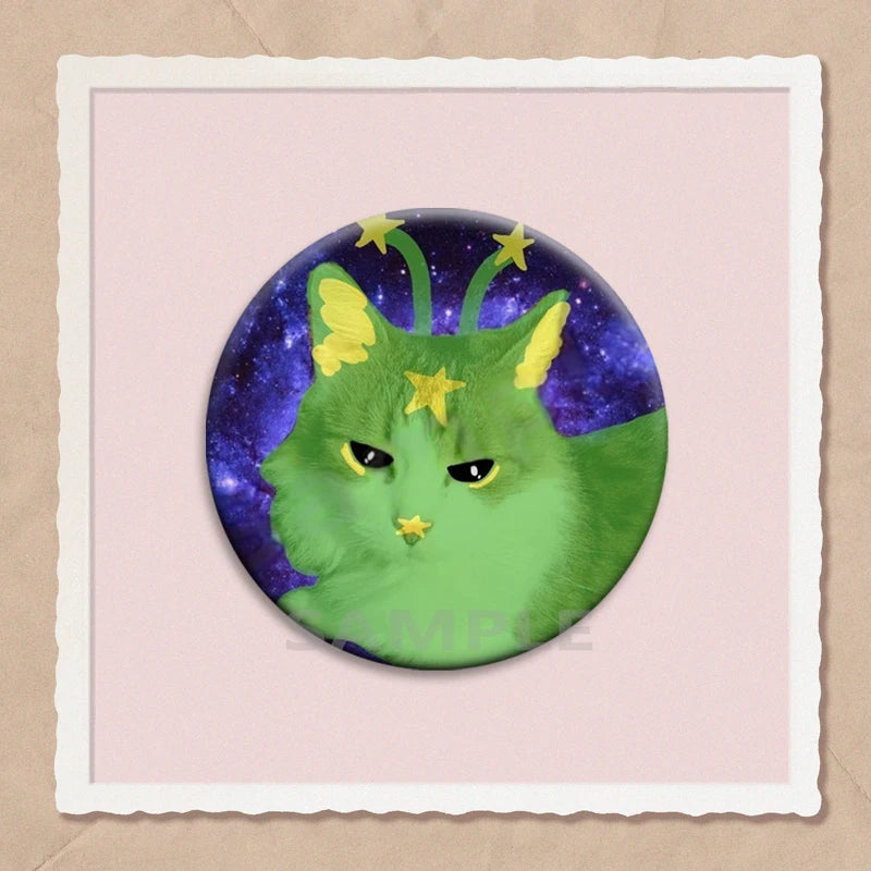 Simpatico e divertente arcobaleno gatto alieno spille con bottoni zaino abbigliamento decorazione spilla cartone animato fantascienza distintivo gioielli regali per bambini