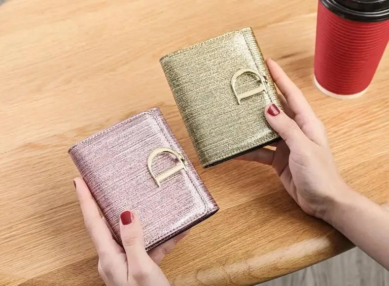 Portafoglio Corto in Pelle di Vacchetta per Donna, Elegante e Alla Moda, con Protezione Anti-RFID per Ragazze