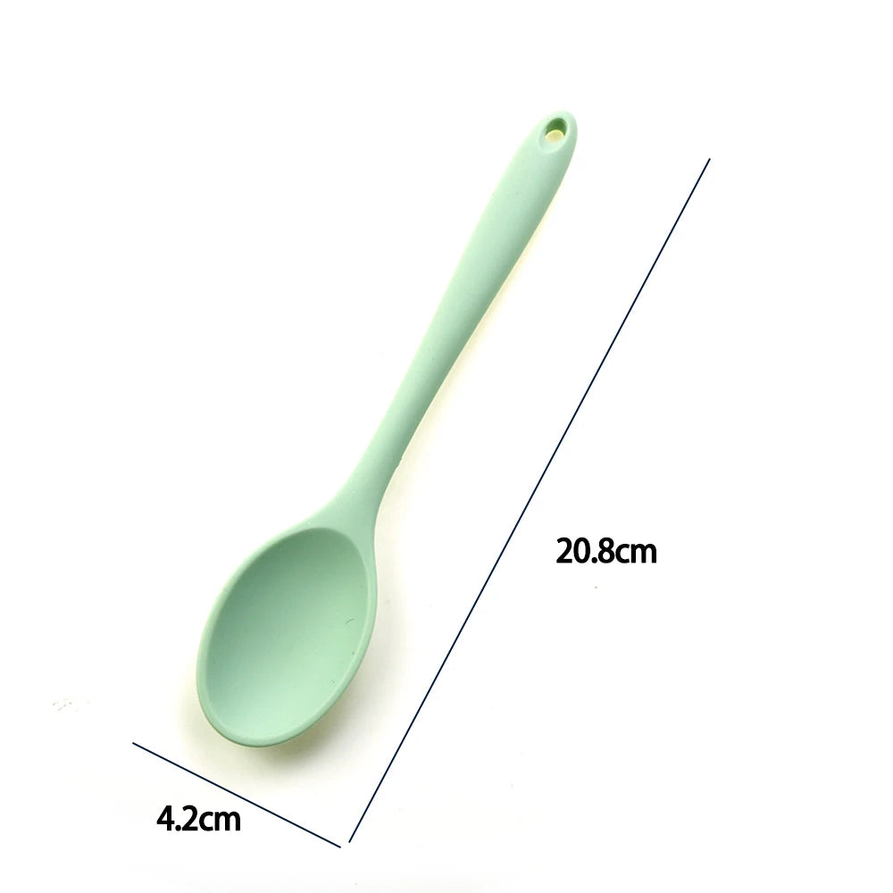 For Better Life 1Pc Soft Silicone Spoon Stirring  Long Handle Tableware Cooking Utensils Ladle Kitchen Accessories