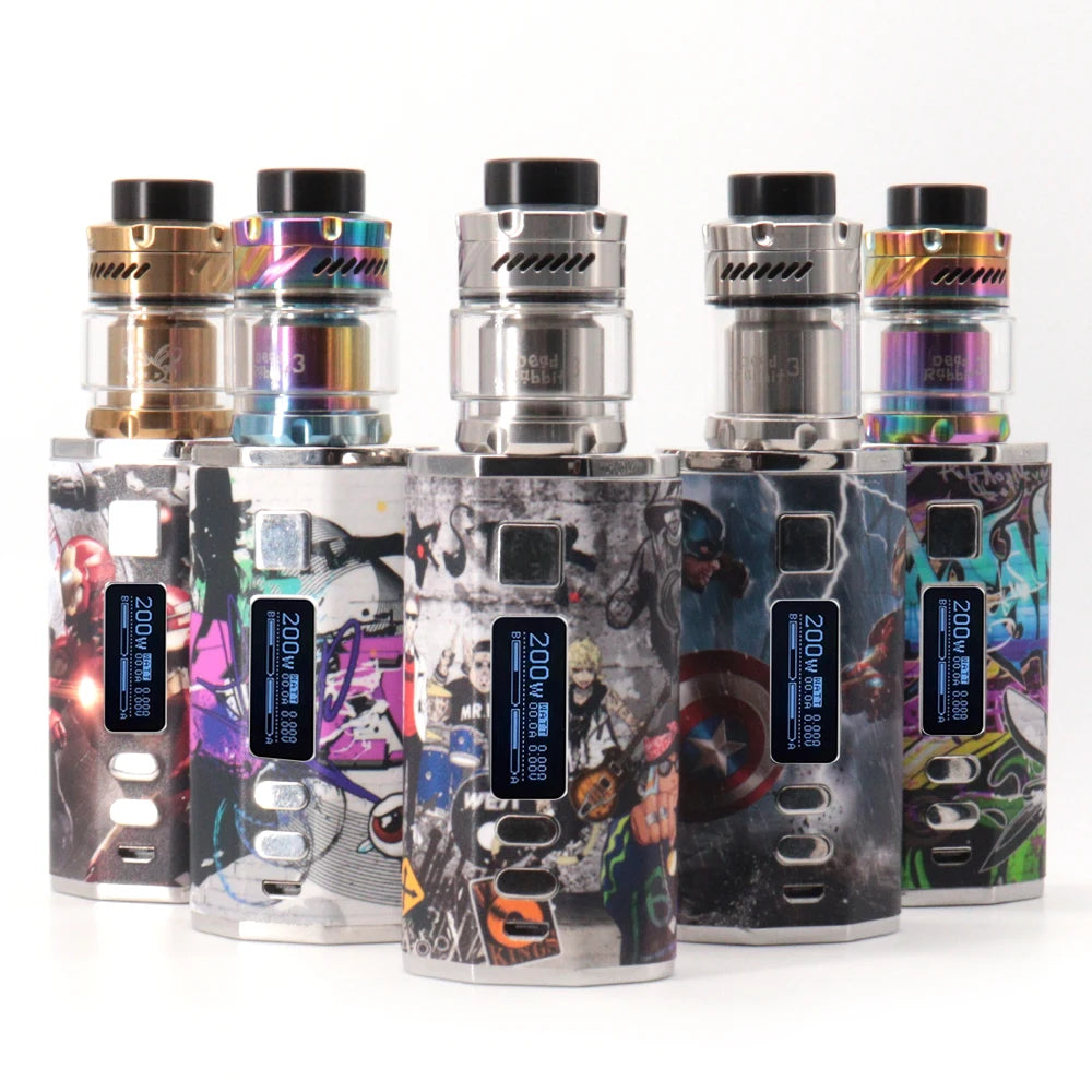 Dead Rabbit 3 RTA 200W Vape Box Mod Vaper Kit Sigaretta elettronica 4400mah Batteria Schermo OLED 3.0ml5.5ml Kit vapore a doppia bobina