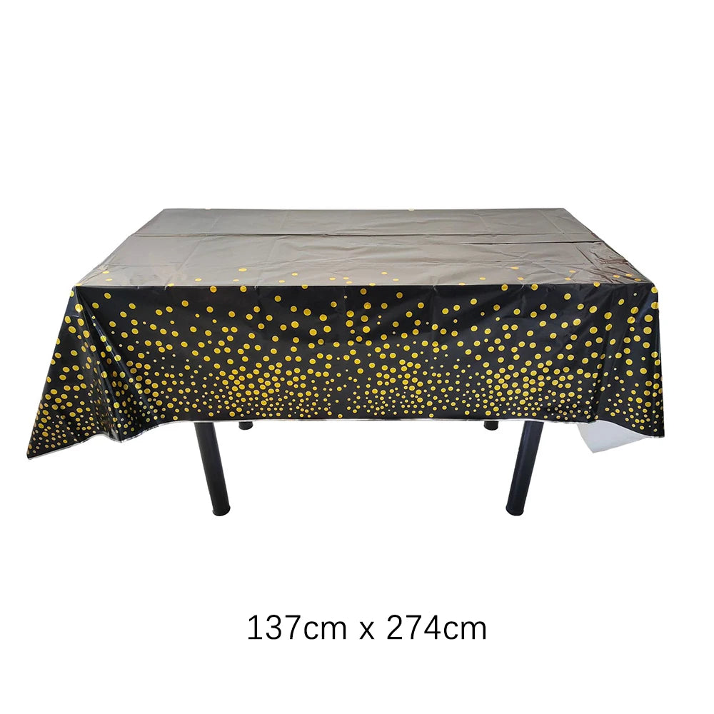 Set di stoviglie usa e getta per compleanno in oro nero, piatti di carta, tazze, tovaglioli, tovaglie, decorazione per feste di buon compleanno per adulti, matrimonio