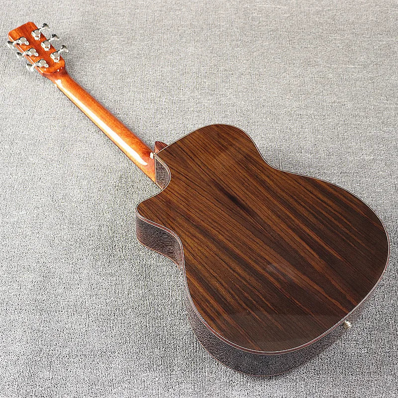 Chitarra acustica elettrica da 40 pollici a 6 corde Colore naturale Colore marrone Chitarra folk di alta qualità con parte superiore in legno massello di abete rosso