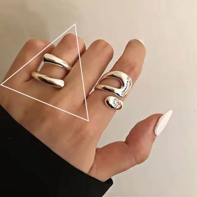 PANJBJ 925 anelli in pietra nera geometrica in argento sterling per le donne ragazza coreana semplice regolabile coppia gioielli Dropshipping