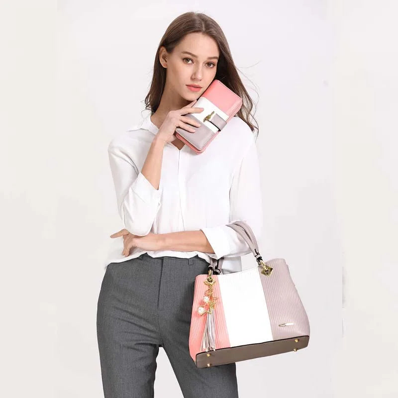 Pomelo Il miglior portafoglio da donna in tinta unita: cinturino da polso con pochette multi-carta in vera pelle con blocco RFID