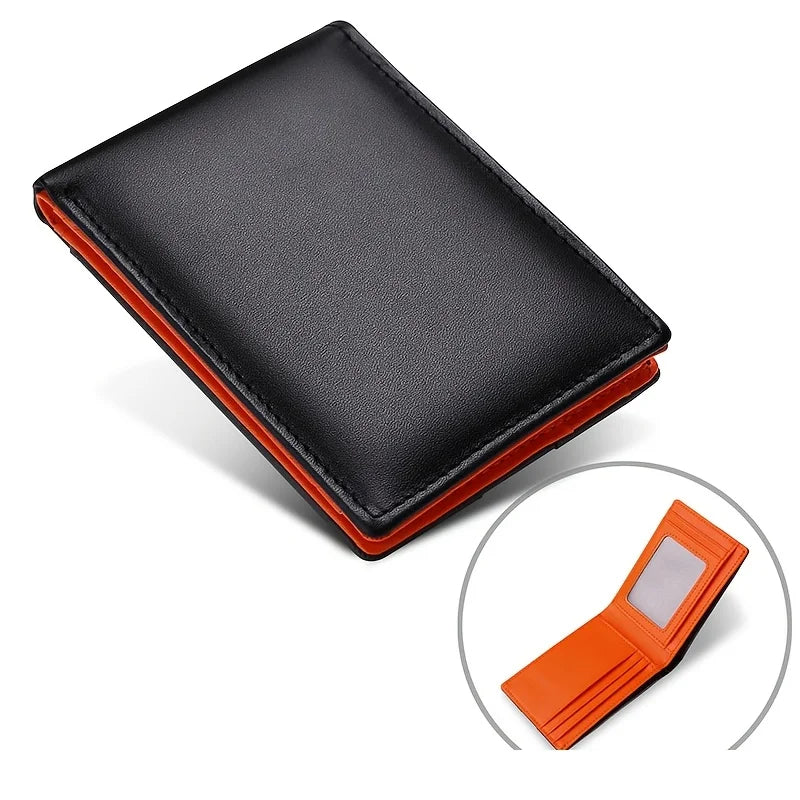 Portafoglio da uomo in pelle RFID, portafoglio minimalista in microfibra, porta carte di credito, mini portafogli da donna