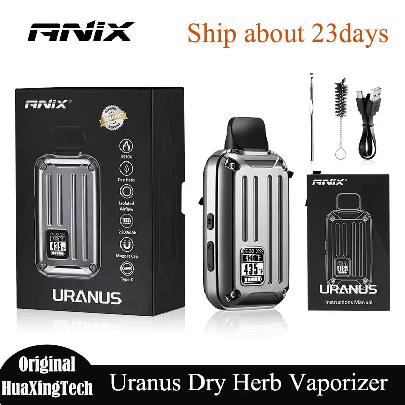 Kit vaporizzatore Vape per erbe secche originale Anix Urano Batteria da 2200 mAh con cappuccio magnetico per camera SS304 Display OLED Sigaretta elettronica