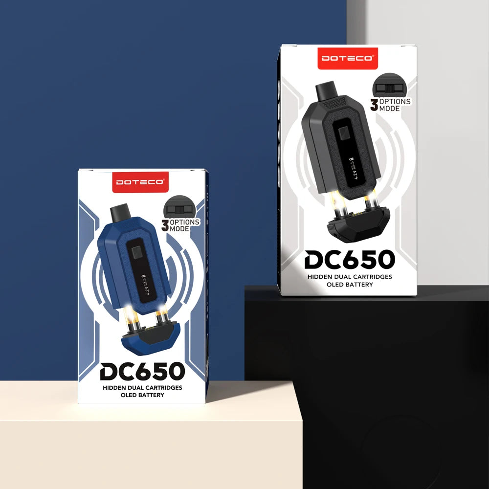 Batteria Stealth a doppia cartuccia originale Doteco DC650 650mAh 10 secondi preriscaldamento penna Vape per cartuccia 510 thread 0,5 ml-2,0 ml