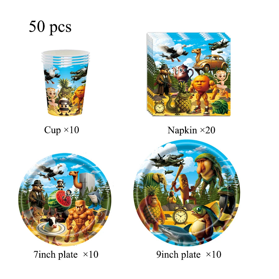 Set di stoviglie usa e getta a spirale per feste di compleanno a tema italiano: piatti, tovaglie, striscioni, bicchieri e tovaglioli di carta per bambini