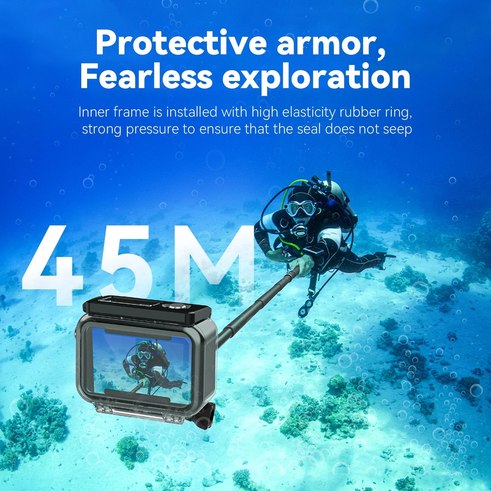 TELESIN Custodia Impermeabile 45M per DJI Osmo Action 3 4 5 Pro Subacquea