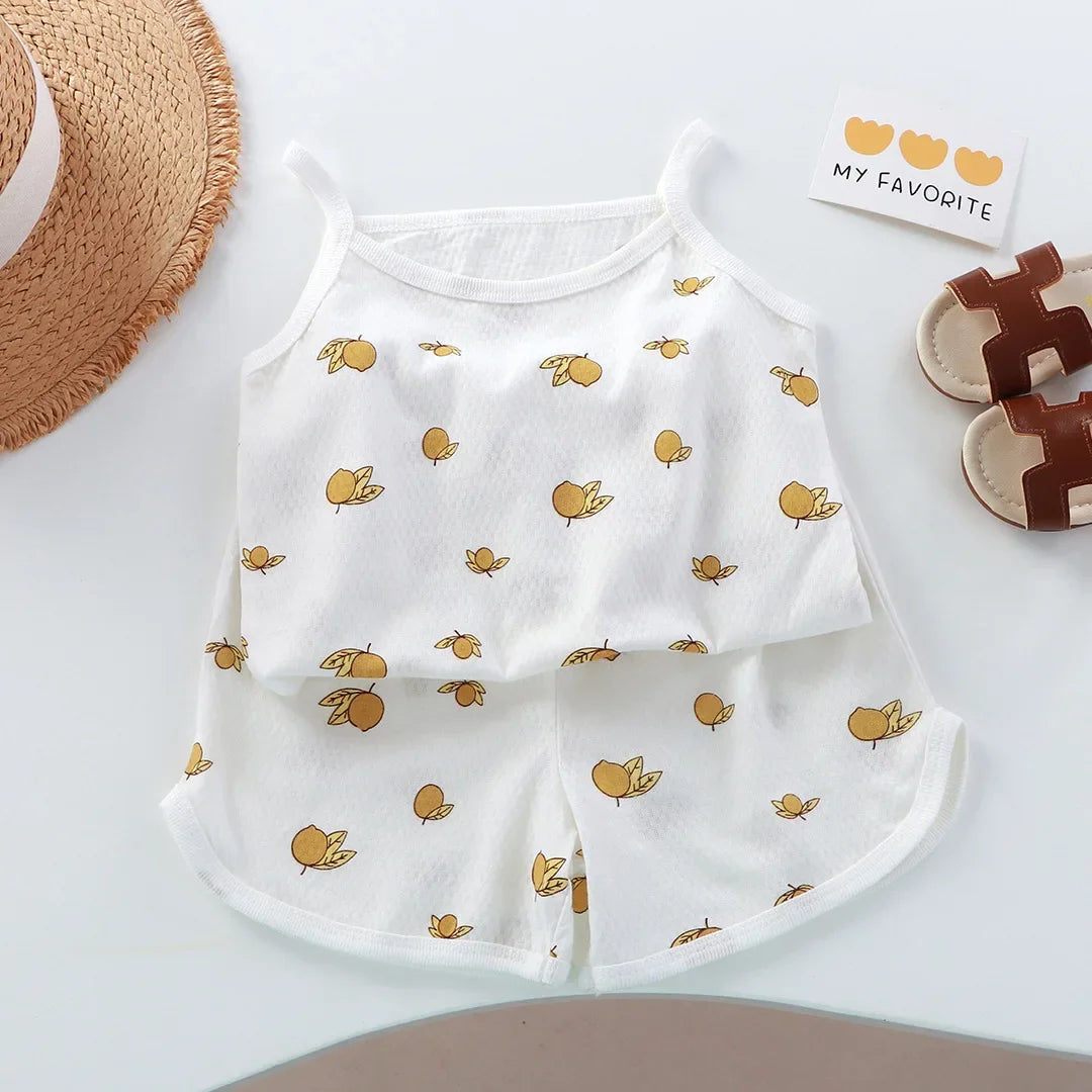Completi in cotone con canotta e pantaloncini per neonata, set per il primo compleanno, abbigliamento estivo per neonata.