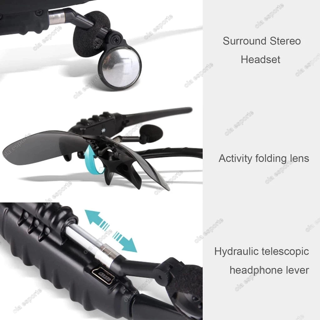 Sport Stereo Wireless Bluetooth Occhiali intelligenti Chiama Ciclismo 5.0 Auricolare Telefono Occhiali da sole da guida polarizzati Occhiali da equitazione