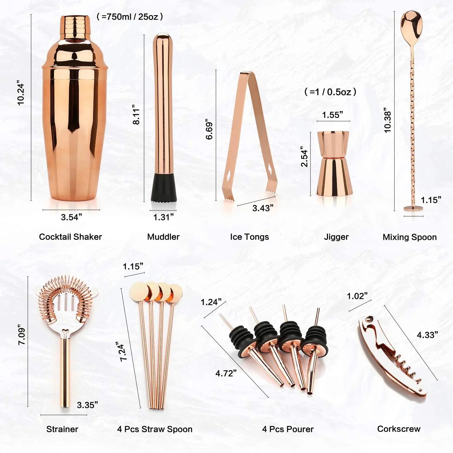Set per Shaker da Cocktail, Kit da barista da 16 pezzi per Mixer Wine Martini, strumenti da Bar in acciaio inossidabile, accessori per feste per bevande domestiche