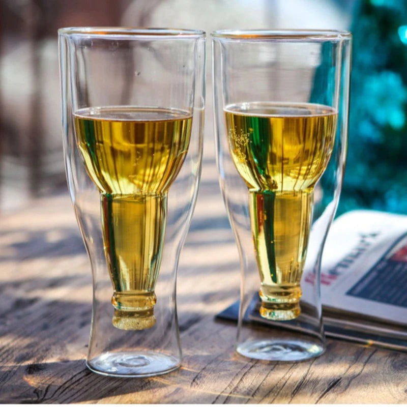 Boccale da birra in vetro creativo a doppio strato Caffè Latte Tazza d'acqua Succo di bevande Tazze Bicchiere da vino Bicchieri per la casa Accessori da bar