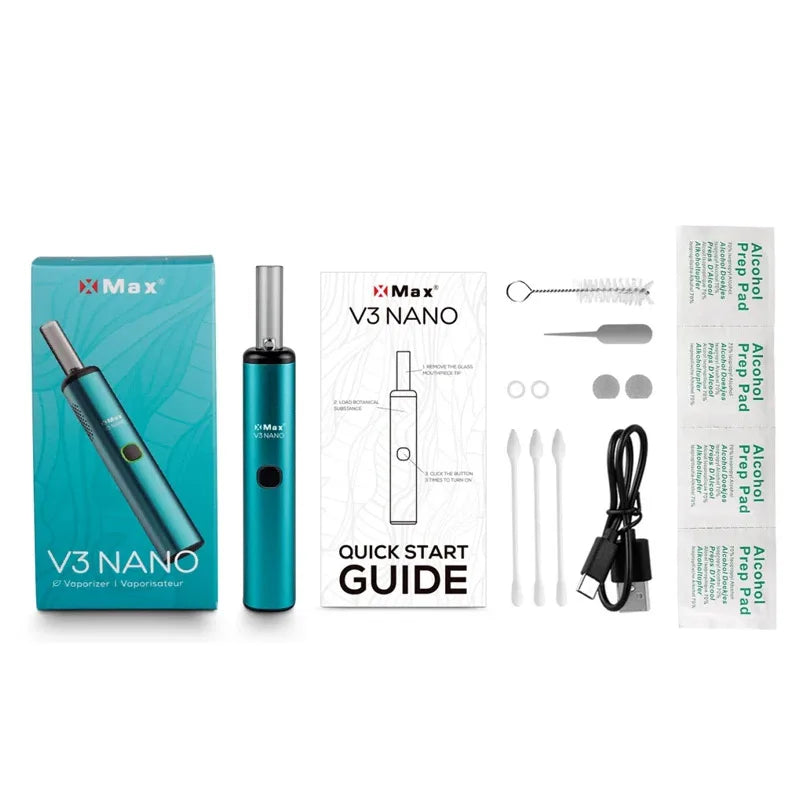 Kit Originale Xmax V3 Nano per Sigaretta Elettronica, Vaporizzatore 1000mAh con Caricatore USB-C e Boccaglio in Vetro per Erbe Secche