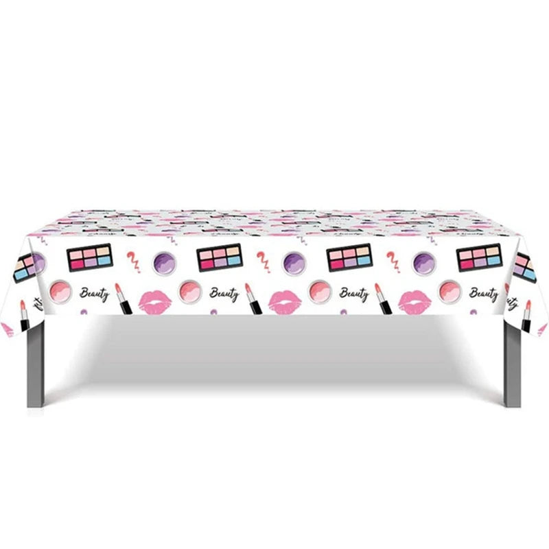 Trucco Tema Compleanno Stoviglie usa e getta Bicchieri di piatti di carta per trucco spa Ragazza Festa Rossetto Labbra rosse Palloncino Regalo di San Valentino