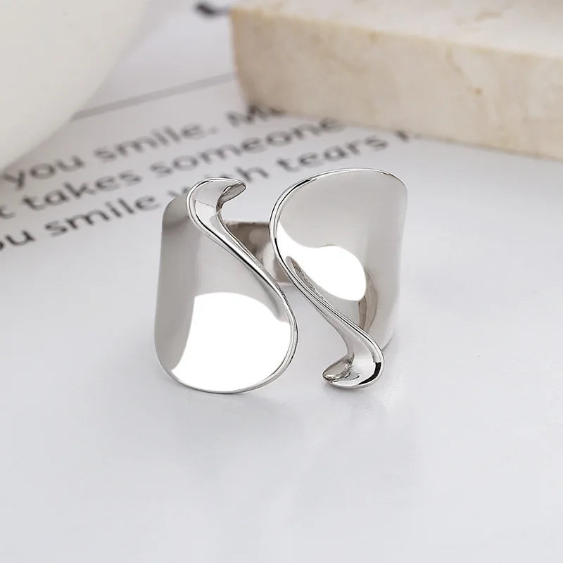 PANJBJ 925 anelli in pietra nera geometrica in argento sterling per le donne ragazza coreana semplice regolabile coppia gioielli Dropshipping