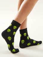 Calze Da Donna Cartoon Harajuku Cotone Skater Per Ragazze Streetwear Con Grafica A Righe Esclusive