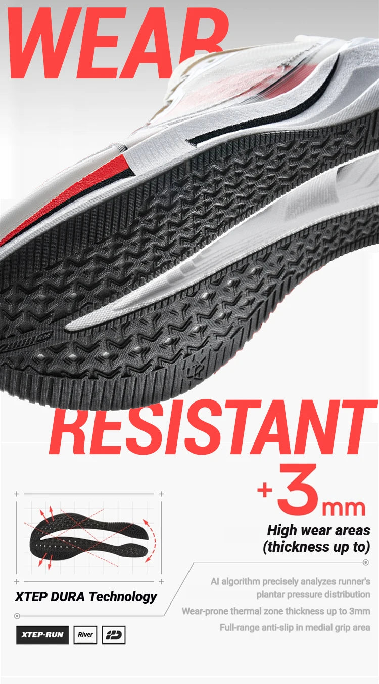 Xtep 2000 km 5.0 Scarpe da corsa Morbide scarpe da ginnastica universali Cuscino Durevole da jogging Scarpe leggere resistenti all'usura 874119110023