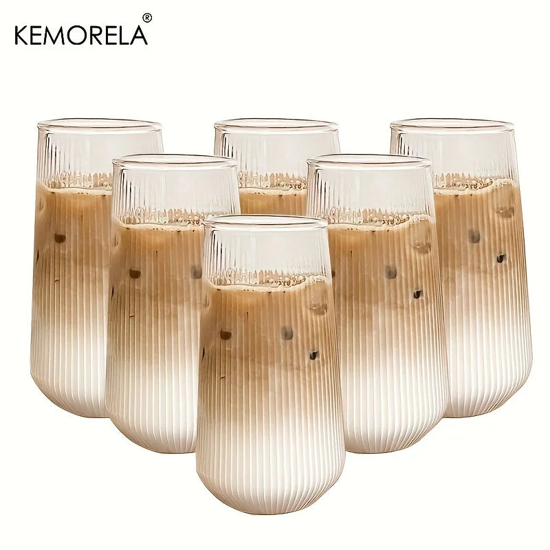 4/6PCS Resistente Al Calore Costola Caffè Bicchieri di Acqua Strisce Verticali Tazza di Tè per Bere Latte Birra Vino Succo di Bicchieri Set Regalo