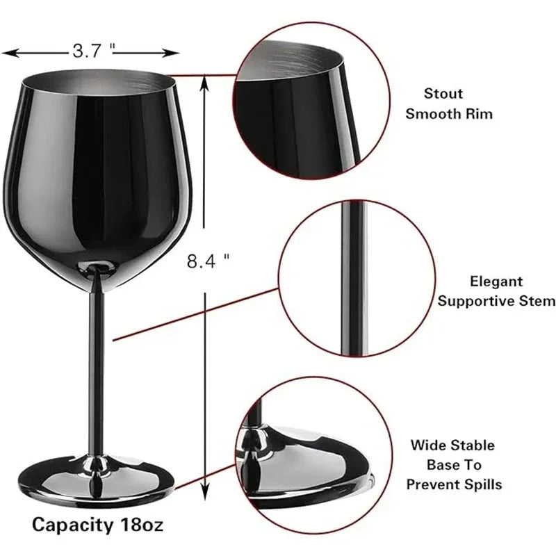 Calice per bicchiere da vino in acciaio inossidabile da 500 ml 304 color oro rosa argento oro, tazza in metallo resistente per vino rosso champagne bar party