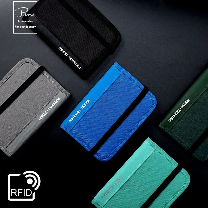 Portafoglio da viaggio RFID Porta passaporto Organizzatore di carte di credito Custodia con cerniera Organizzatore di documenti Accessori da viaggio antifurto