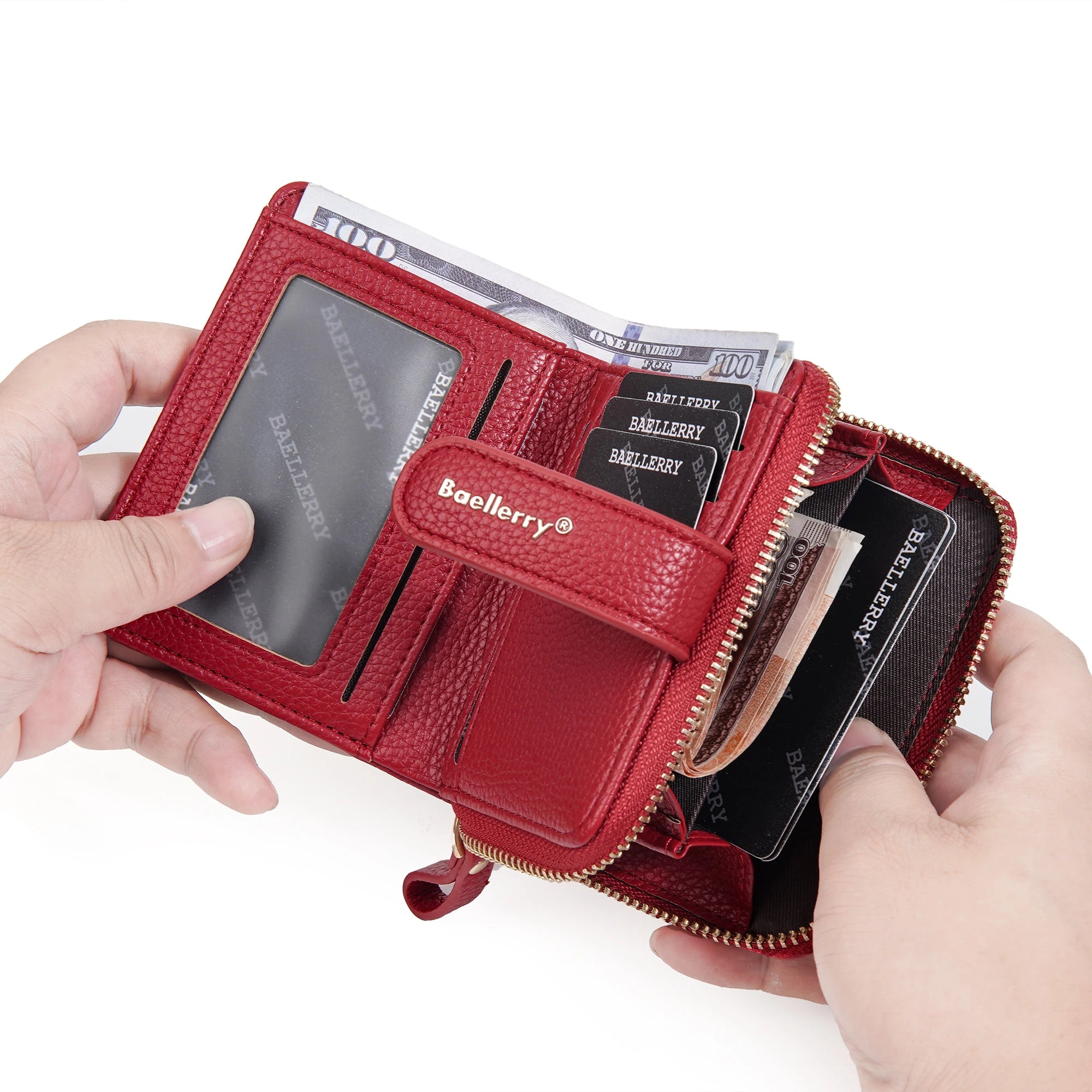 Portafoglio da Donna Baellerry Elegante con Chiusura a Zip, Multifunzionale con Protezione RFID, 6 Scomparti per Carte e Tasca per Monete, Regalo Minimalista