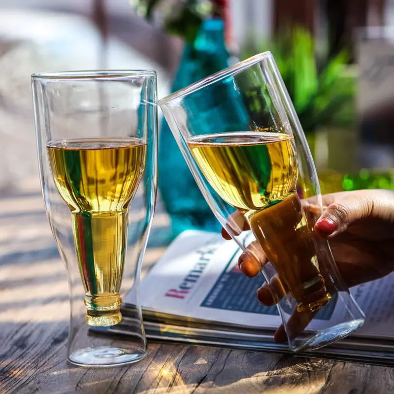 Boccale da birra in vetro creativo a doppio strato Caffè Latte Tazza d'acqua Succo di bevande Tazze Bicchiere da vino Bicchieri per la casa Accessori da bar