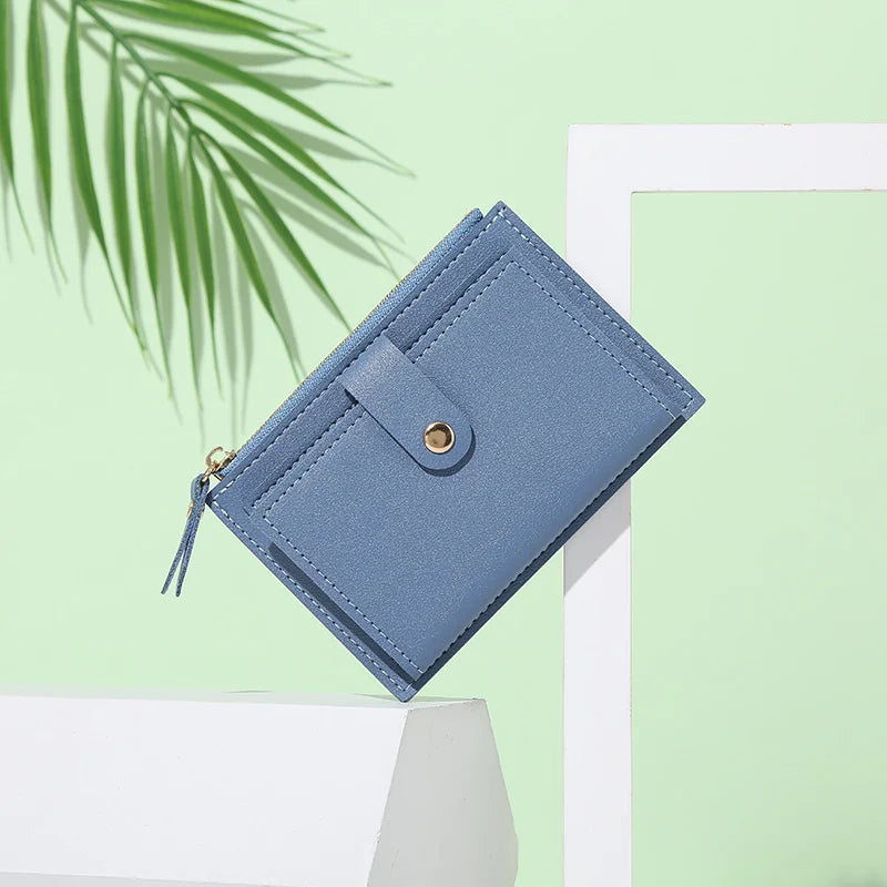 Portafogli da donna Borsa da donna in pelle PU Mini Hasp Porta carte multi-carta solida Portafogli corti Portafoglio piccolo sottile con cerniera Hasp