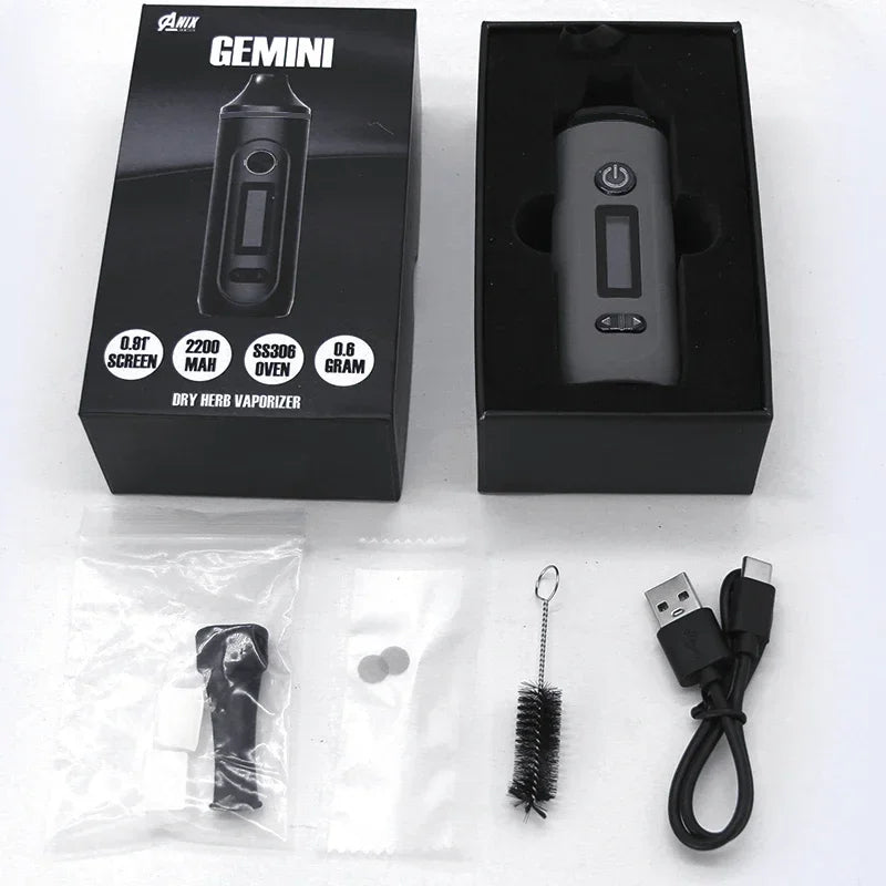 Vaporizzatore per erbe secche Anix Gemini Starter Kit 2200mah Batteria Controllo della temperatura Schermo OLED Sigarette elettroniche Tabacco Vape Pen