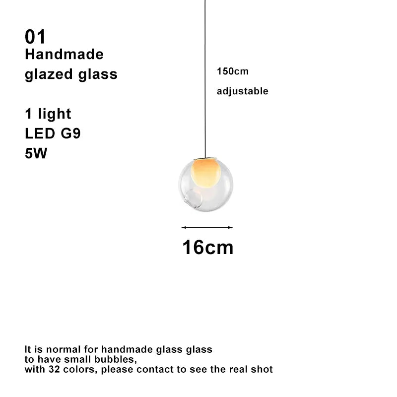 Modern LED home interior lighting ceiling chandelier, coloured glass lustre, dimmable, suitable for living room and staircase