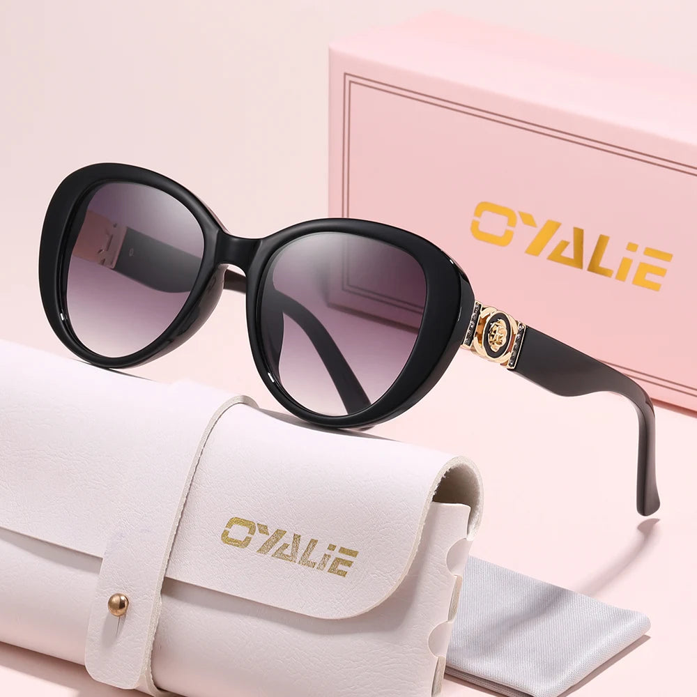 Oyalie Retro Multi-Color Large-Frame Sunglasses with Metal Accents, 5 Color Styles to Switch Between, Large Frame for Face Shaping, Sun Protection, Suitable for Vacation and Commuting