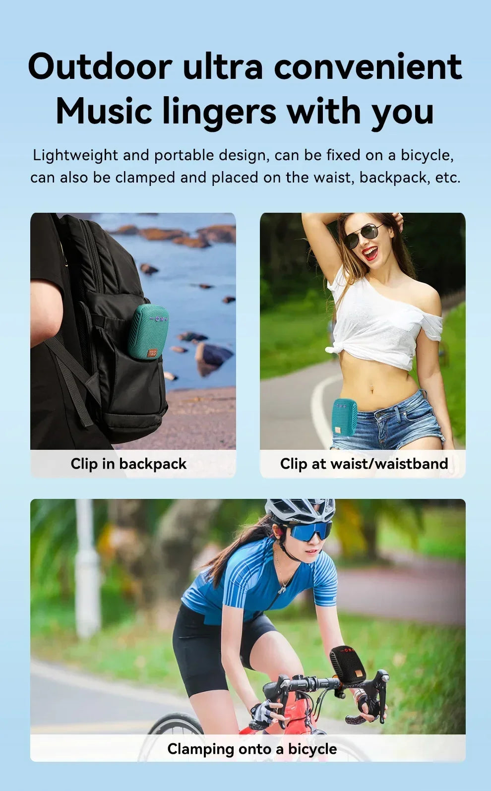 TG392 Mini altoparlante Bluetooth portatile per bicicletta da esterno Radio FM impermeabile Supporta altoparlante wireless per bicicletta subwoofer TWS/TF/AUX