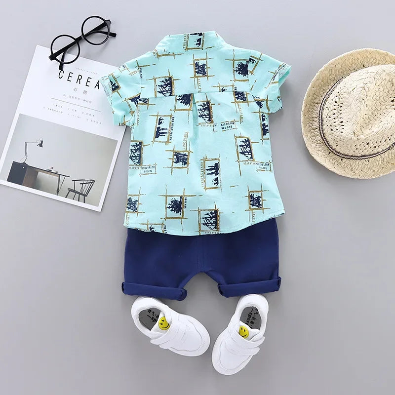 Vestito da neonato di moda vestiti Casual estivi Set Top Shorts 2 pezzi Set di abbigliamento per bambini per ragazzi abiti per neonati vestiti per bambini