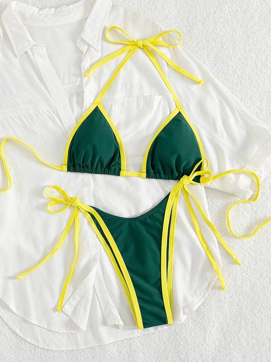 Il colore sexy a contrasto separa il micro bikini 2026 costume da bagno da donna costumi da bagno femminili mini perizoma bikini set costume da bagno a due pezzi