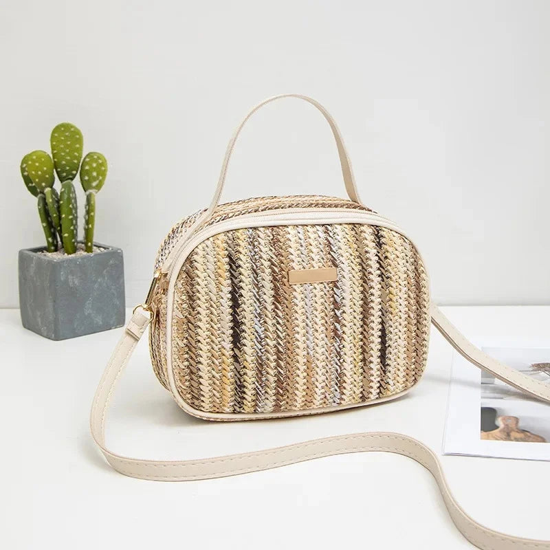 Borsa a Tracolla Mini Intrecciata Sweet Rainbow per Donne, Tendenza Moda Estate 2025, Borsa a Mano Singola a Tracolla, Forma Quadrata