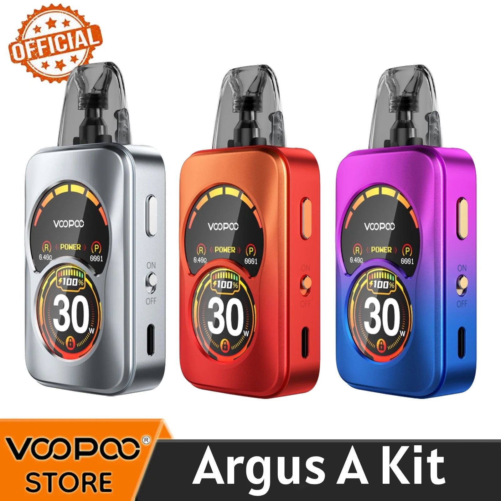 Originale VOOPOO Argus A Kit 30W 1100mAh batteria con cartuccia di riempimento superiore ARGUS da 3ml 0.4/0.7ohm sigaretta elettronica Pod Vape