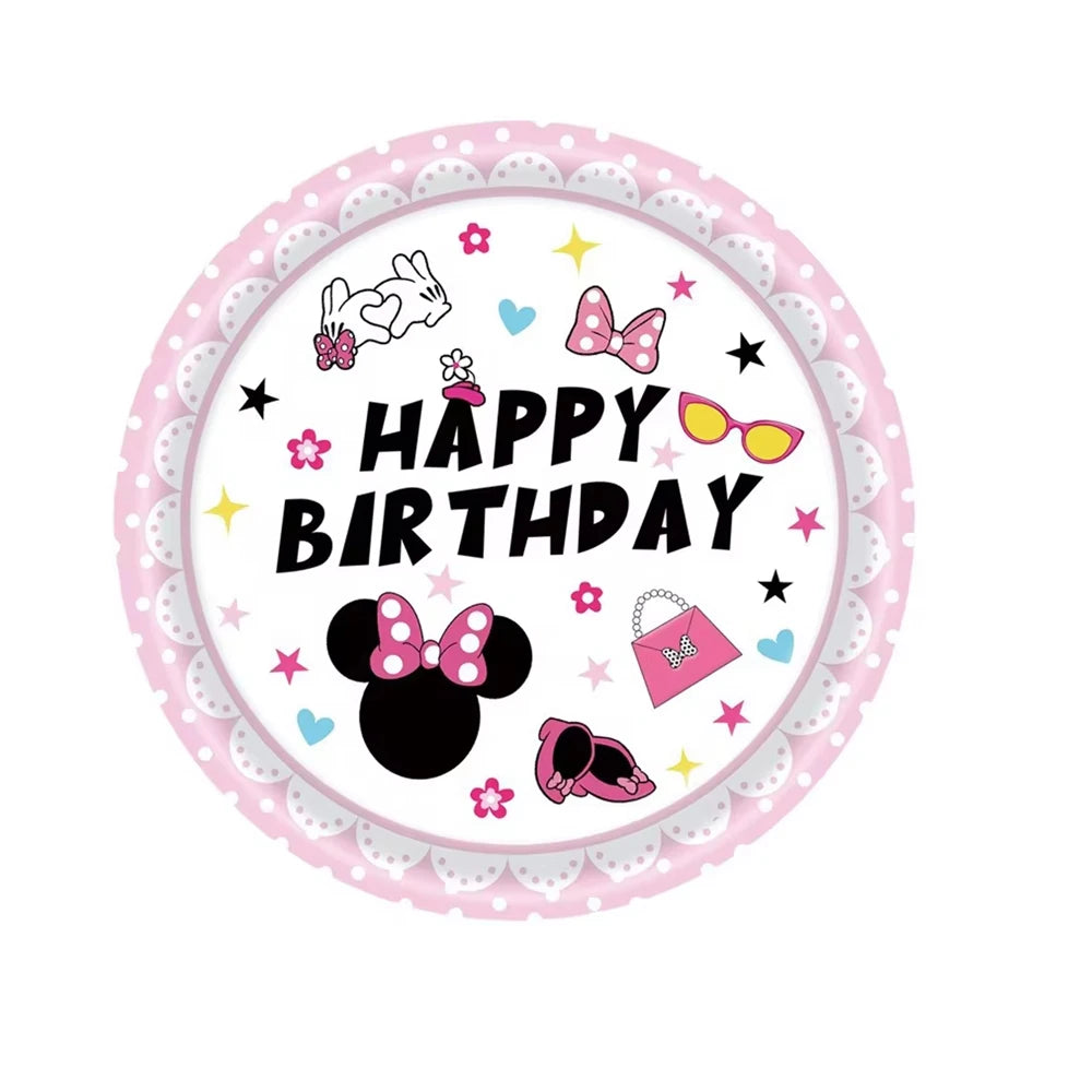 Set per Festa di Compleanno Minnie Mouse: Stoviglie, Bicchieri, Piatti, Tovaglioli, Tovaglia per Ragazze e Decorazioni Baby Shower