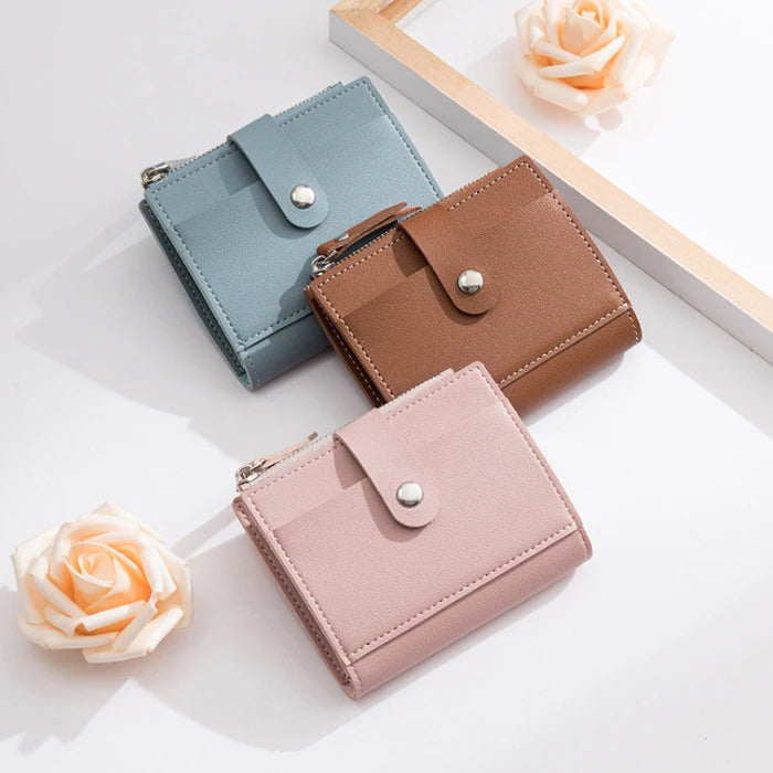 Portafogli da donna Borsa da donna in pelle PU Mini Hasp Porta carte multi-carta solida Portafogli corti Portafoglio piccolo sottile con cerniera Hasp