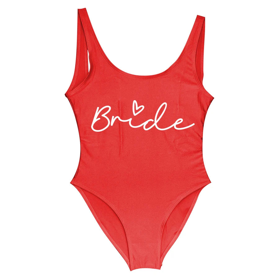 Costume da Bagno Intero Bianco S-3XL per Addio al Nubilato, Costume da Bagno da Donna per Festa Nuziale, Abbigliamento da Spiaggia e Piscina