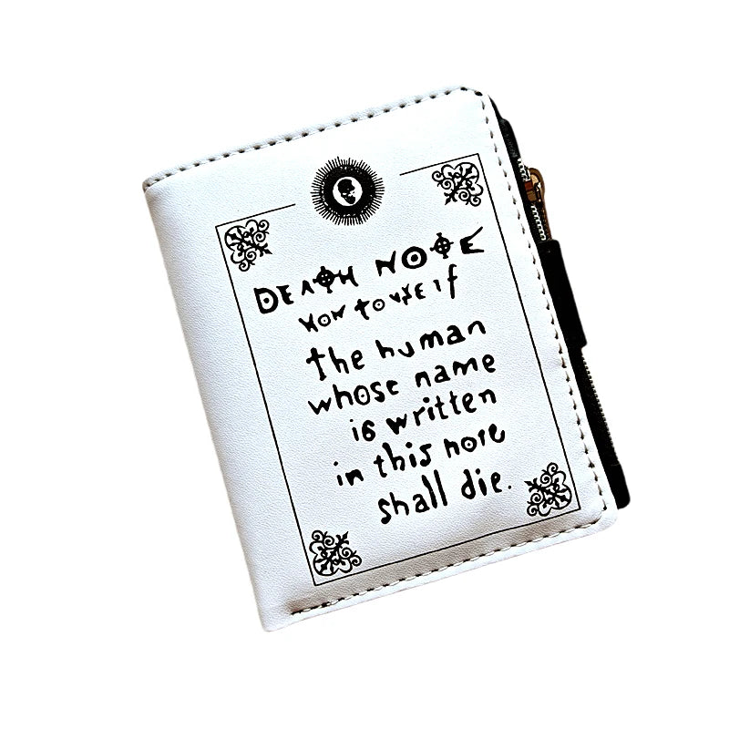 Death Note Anime Portafoglio corto in pelle PU nera Porta carte e portamonete per regalo per ragazzi e ragazze